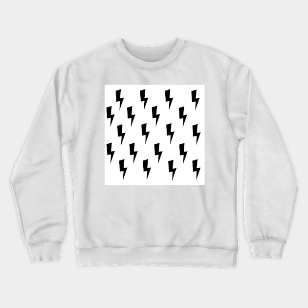 Lightning Bolts- Black on White Crewneck Sweatshirt by Vanta Arts